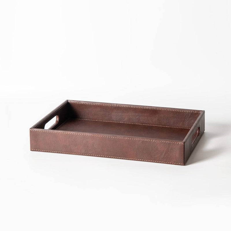 ESQ Living Savoy Rectangle Tray with Handle - Brown