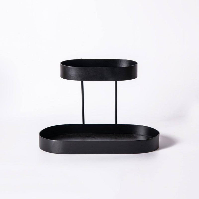 ESQ Living Twin 2-Tier Oval Stand - Black