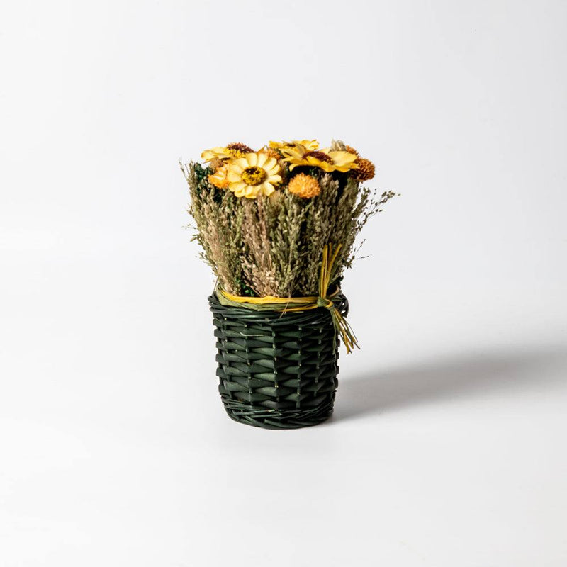 ESQ Living Willow Decorative Dried Floral Basket - Yellow Green