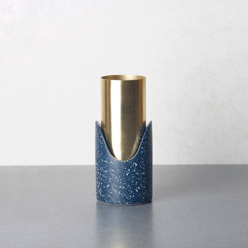 Grey Door Studio Fuse Speckled Vase - Navy Gold - Modern Quests