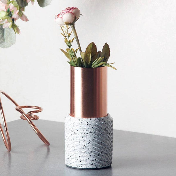 Grey Door Studio Swirl Speckled Vase - White Copper