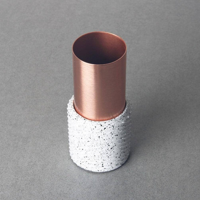 Grey Door Studio Swirl Speckled Vase - White Copper