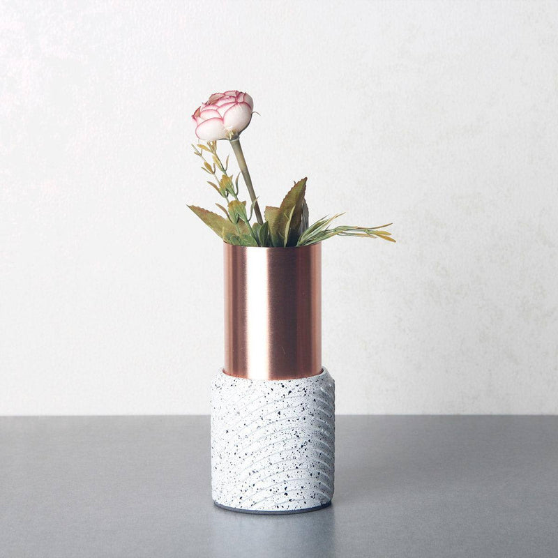 Grey Door Studio Swirl Speckled Vase - White Copper - Modern Quests