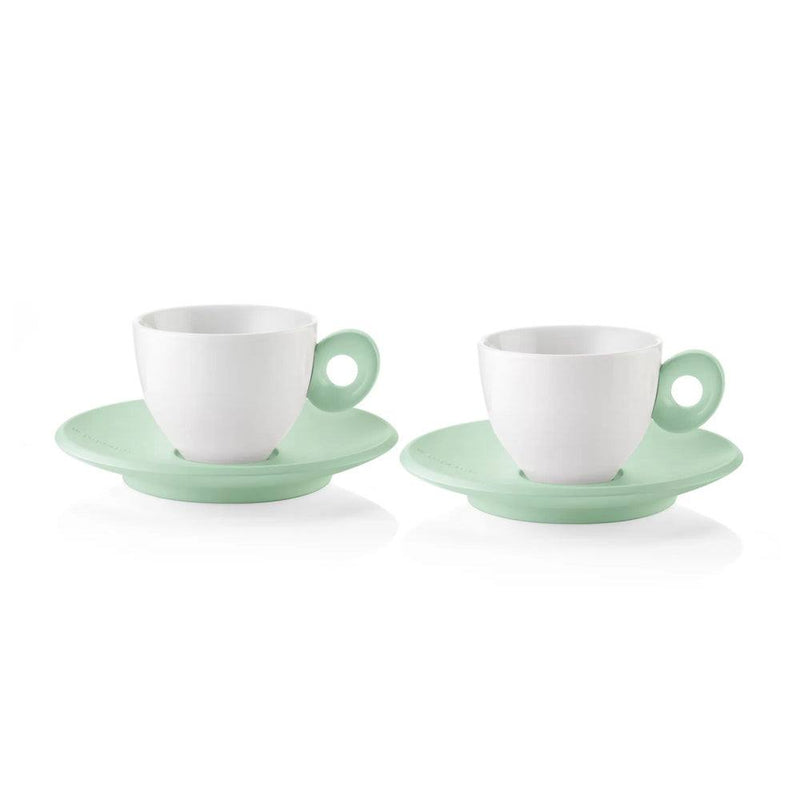 Guzzini Italy Everyday Espresso Cups with Saucer, Set of 2 - Green