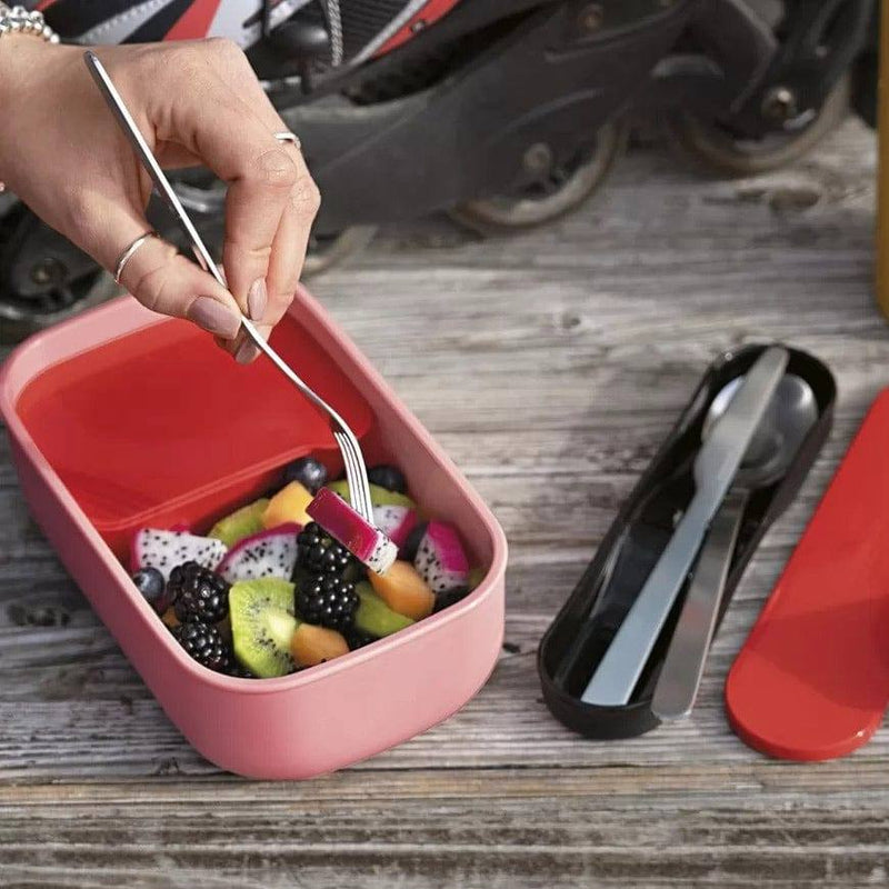 Guzzini Italy On the Go Lunch Box with Cutlery Set - Red Black - Modern Quests