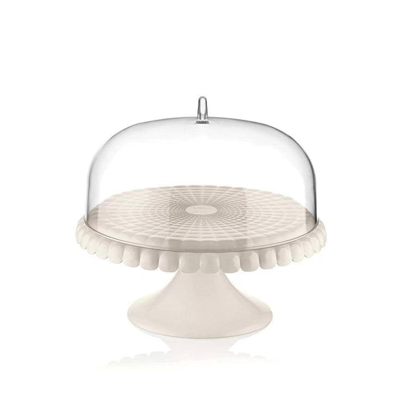 Guzzini Italy Tiffany Cake Stand With Dome - Milk White - Modern Quests