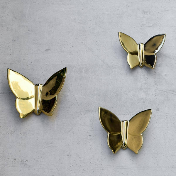 Home Artisan Cassidy Butterfly Wall Sculptures, Set of 3 - Gold