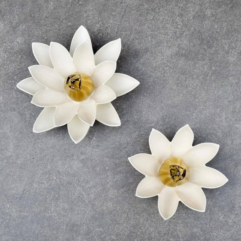 Home Artisan Lotus Flower Ceramic Wall Sculpture Large - Modern Quests