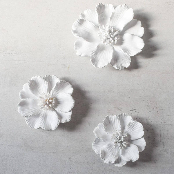 Home Artisan Peony Ceramic Wall Flowers, Set of 3