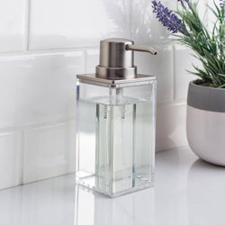 InterDesign Clarity Clear Soap Pump - Brushed Nickel - Modern Quests