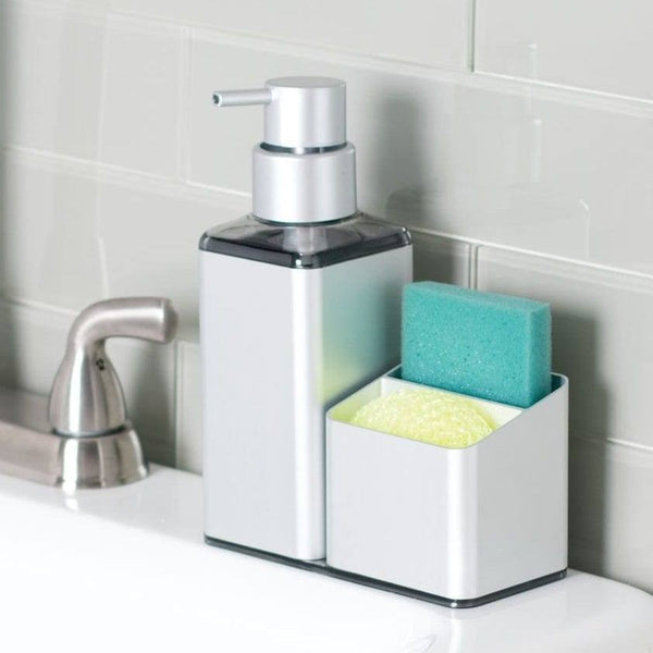 InterDesign Metro Soap Pump and Sponge Caddy - Silver - Modern Quests
