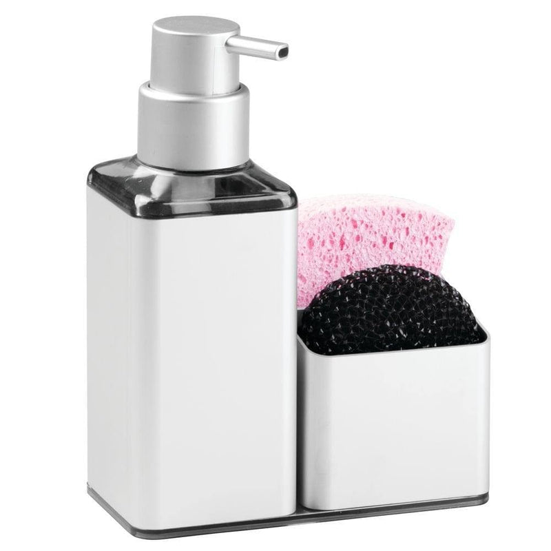 InterDesign Metro Soap Pump and Sponge Caddy - Silver - Modern Quests