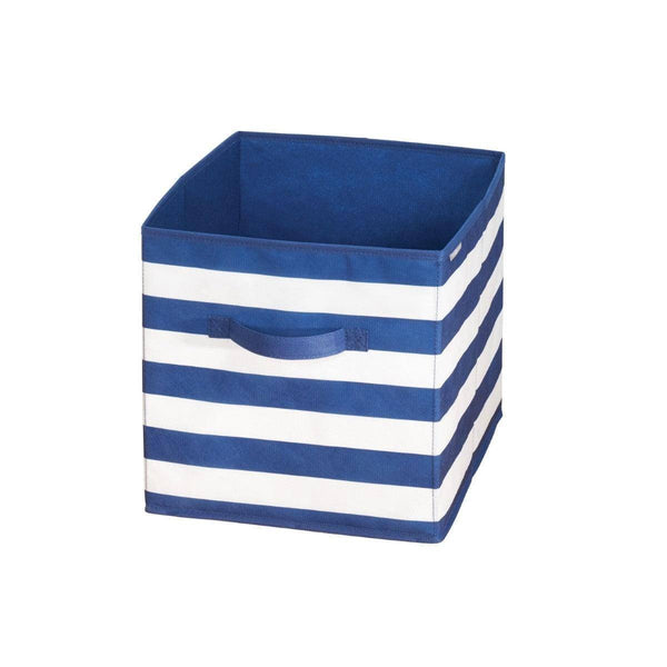 InterDesign Rugby Storage Cube Medium - Navy & White Stripes - Modern Quests
