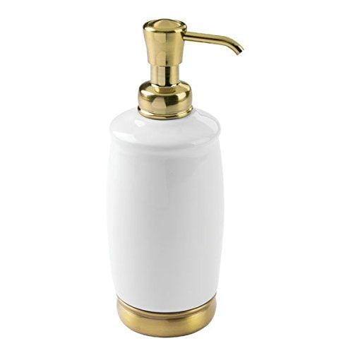 InterDesign York Tall Soap Pump - White Brass - Modern Quests