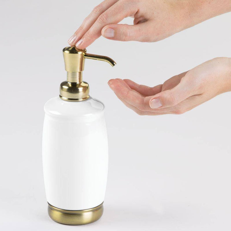InterDesign York Tall Soap Pump - White Brass - Modern Quests