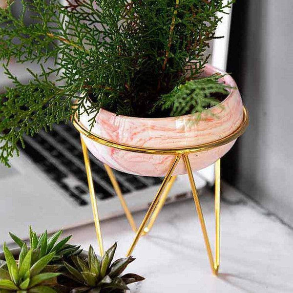 Isaaka Ceramic Bowl Planter - Pink - Modern Quests