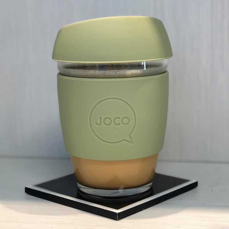 JOCO Australia Reusable Glass Cup 345ml - Army Green