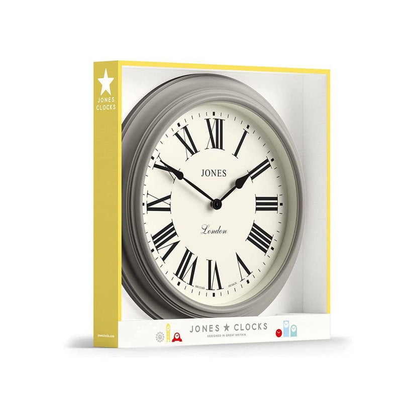 Jones Clocks Club Roman Wall Clock - Grey - Modern Quests