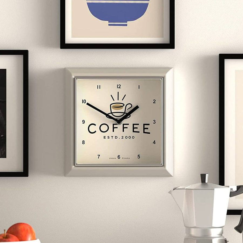 Jones Clocks Coffee Wall Clock - Pale Grey