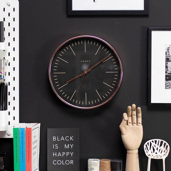Jones Clocks Studio Wall Clock 29cm - Copper & Black