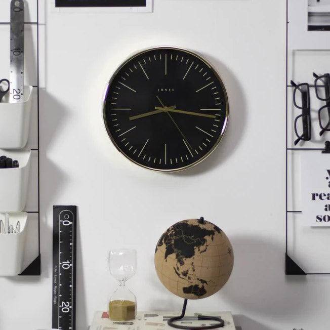 Jones Clocks Studio Wall Clock - Gold & Black - Modern Quests