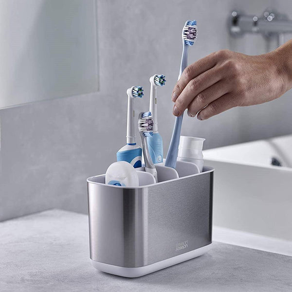 Joseph Joseph Easy Store Toothbrush Caddy Large - White Steel - Modern Quests