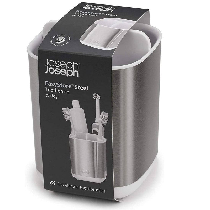 Joseph Joseph Easy Store Toothbrush Holder - White Steel - Modern Quests