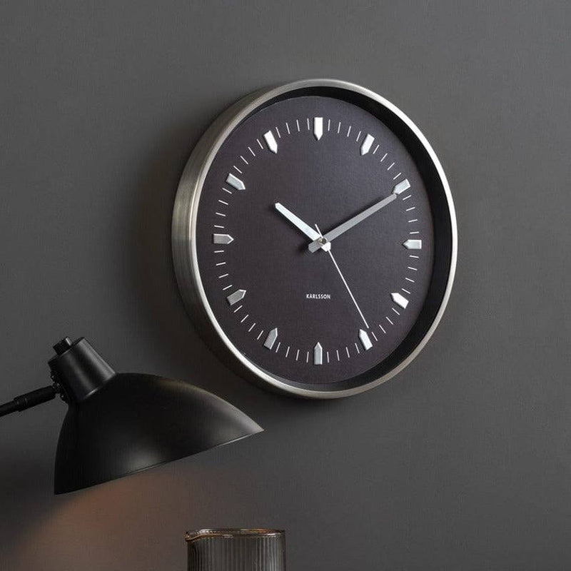 Karlsson Netherlands Arrow Batons Wall Clock - Black Silver - Modern Quests