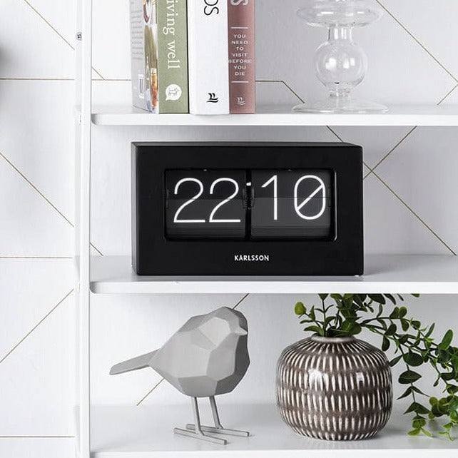 Karlsson Boxed Flip Table Clock Medium Black Modern Quests