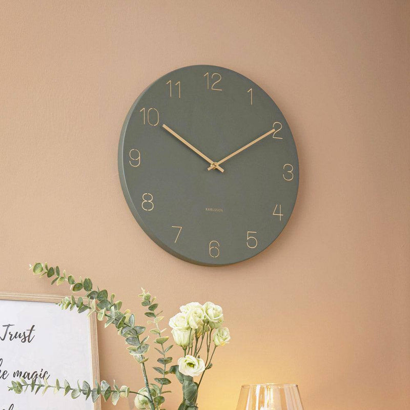 Karlsson Netherlands Charm Engraved Numbers Wall Clock Large - Green - Modern Quests