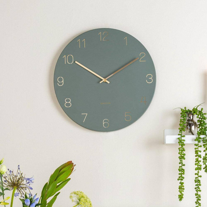 Karlsson Netherlands Charm Engraved Numbers Wall Clock Large - Green - Modern Quests