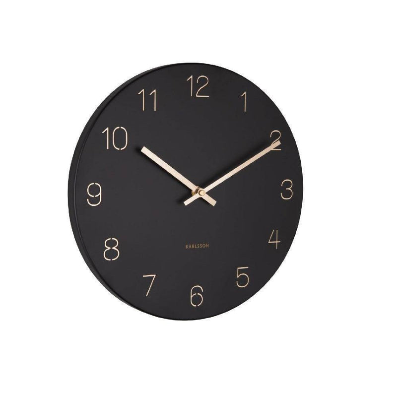 Karlsson Netherlands Charm Engraved Numbers Wall Clock Medium - Black - Modern Quests
