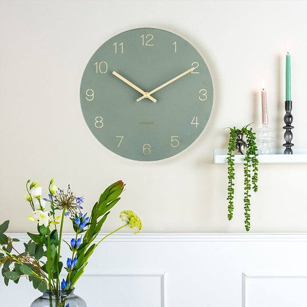 Karlsson Netherlands Charm Engraved Numbers Wall Clock Medium - Jungle Green - Modern Quests