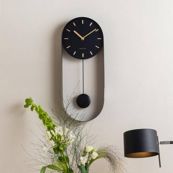 Karlsson Netherlands Charm Pendulum Wall Clock Tall - Black