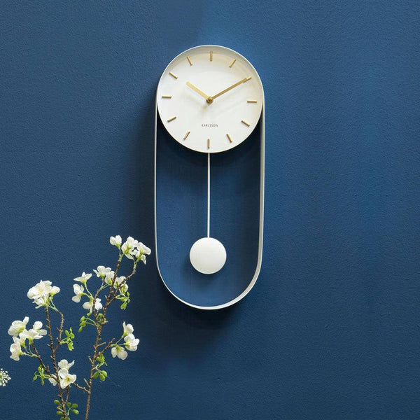 Karlsson Netherlands Charm Pendulum Wall Clock Tall - White