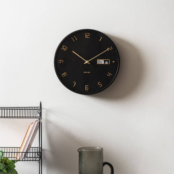 Karlsson Netherlands Data Flip Wall Clock 30cm - Black