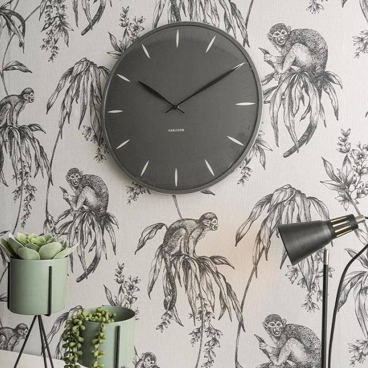 Karlsson Netherlands Dome Leaf Wall Clock Large - Dark Grey - Modern Quests
