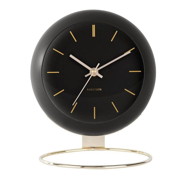 Karlsson Netherlands Globe Table Clock 21cm - Black Gold