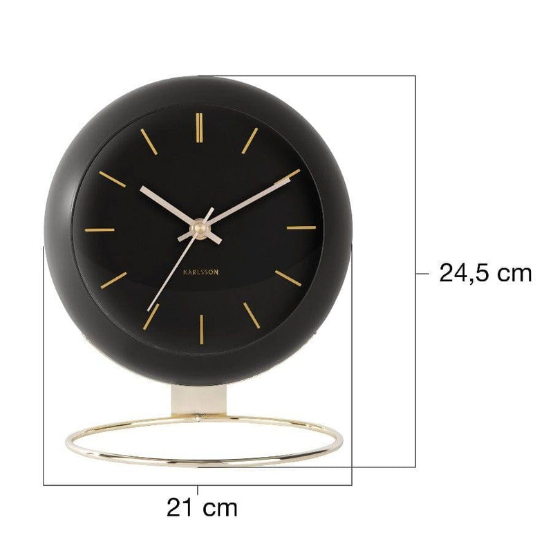 Karlsson Netherlands Globe Table Clock - Black Gold - Modern Quests