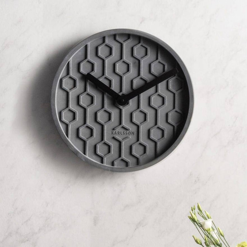 Karlsson Netherlands Honeycomb Concrete Wall Clock 31cm - Dark Grey