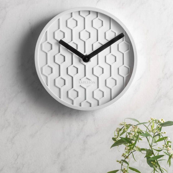 Karlsson Netherlands Honeycomb Concrete Wall Clock - White - Modern Quests