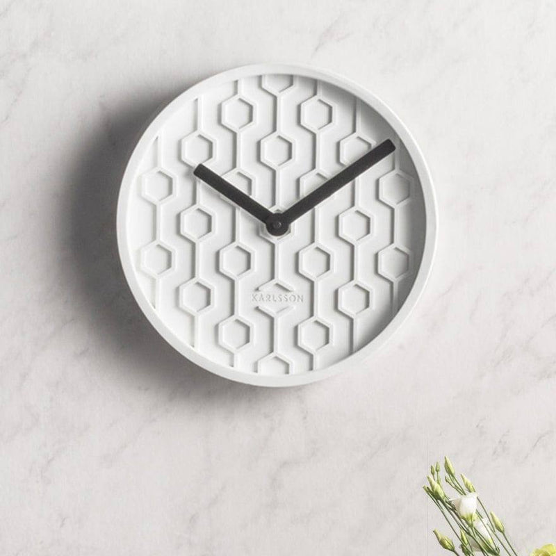 Karlsson Netherlands Honeycomb Concrete Wall Clock - White - Modern Quests