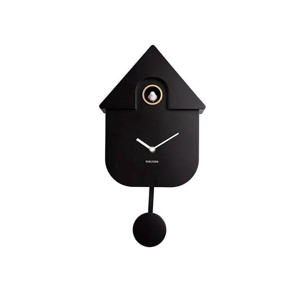 Karlsson Netherlands Modern Cuckoo Pendulum Wall Clock - Black