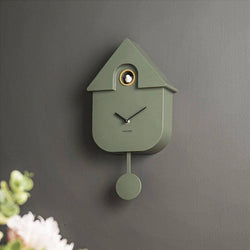 Karlsson Netherlands Modern Cuckoo Pendulum Wall Clock - Jungle Green - Modern Quests
