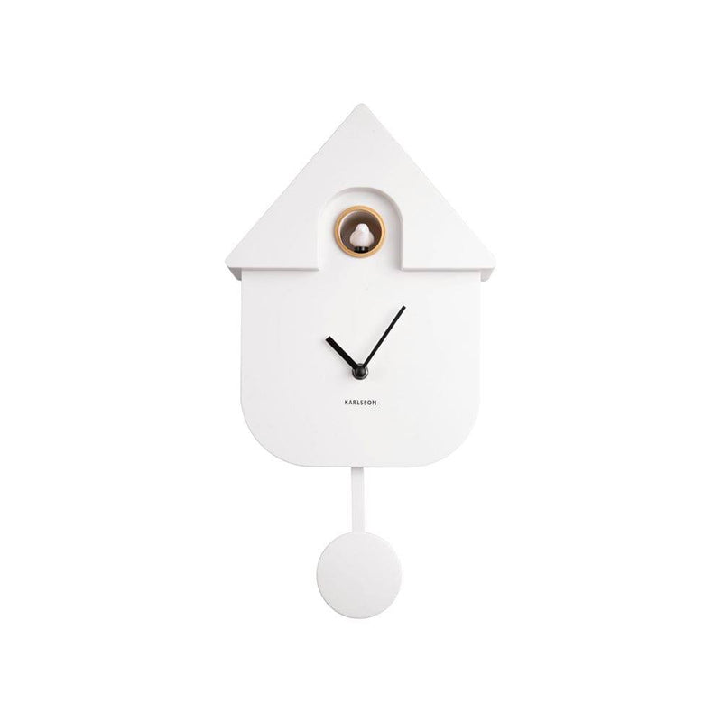 Karlsson Modern Cuckoo Pendulum Wall Clock White Modern Quests