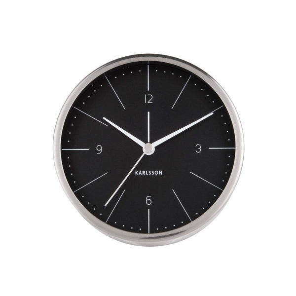 Karlsson Netherlands Normann Alarm Clock - Brushed Steel Black