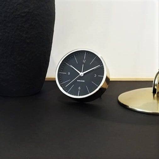 Karlsson Netherlands Normann Alarm Clock - Brushed Steel Black - Modern Quests