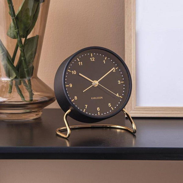 Karlsson Netherlands Stylish Numbers Alarm Clock - Black Gold