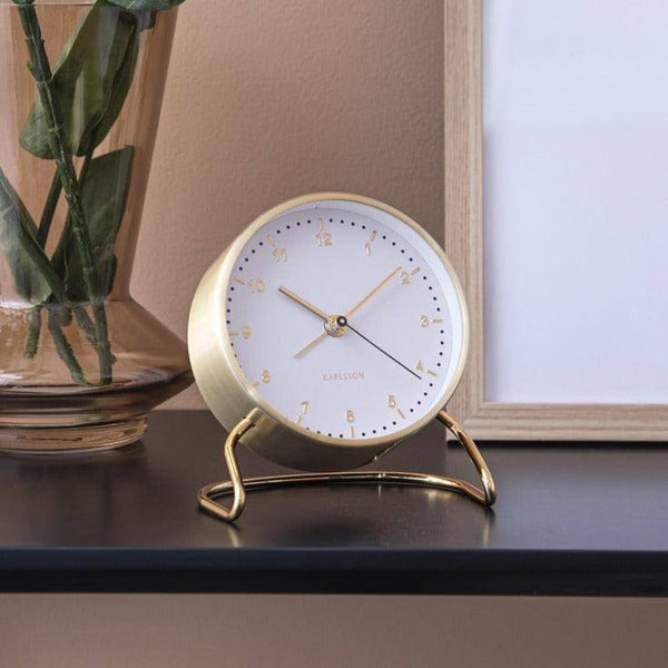 Karlsson Netherlands Stylish Numbers Alarm Clock - White Gold - Modern Quests