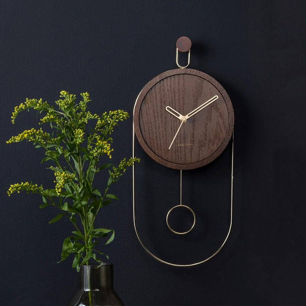 Karlsson Netherlands Swing Pendulum Wall Clock - Dark Wood - Modern Quests